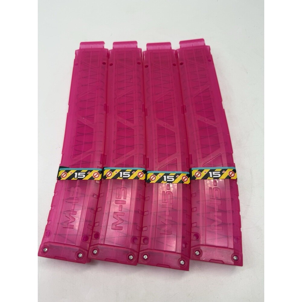 X-SHOT REPLACEMENTS 4 Half Length Toy Dart Clips 15 ROUNDS PINK